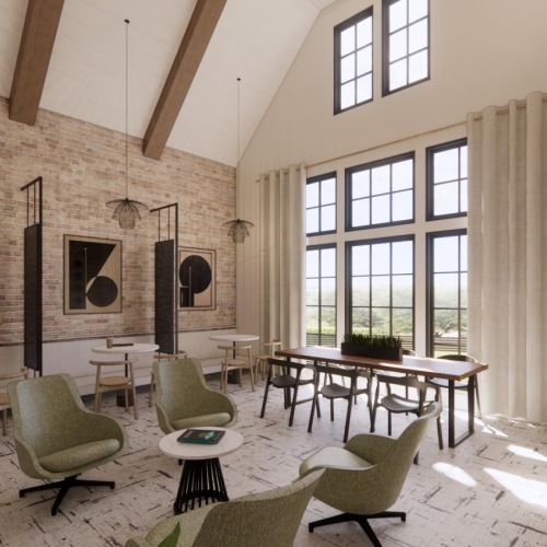 a private study lounge with large windows